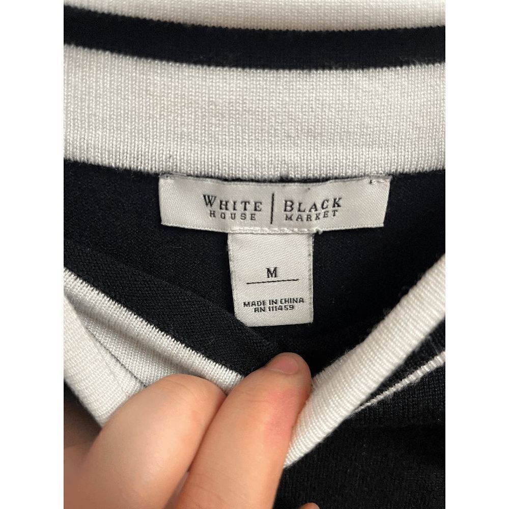 White House Black Market Womens Sweater 3/4 Sleeve Black White Size Medium - Picture 6 of 7